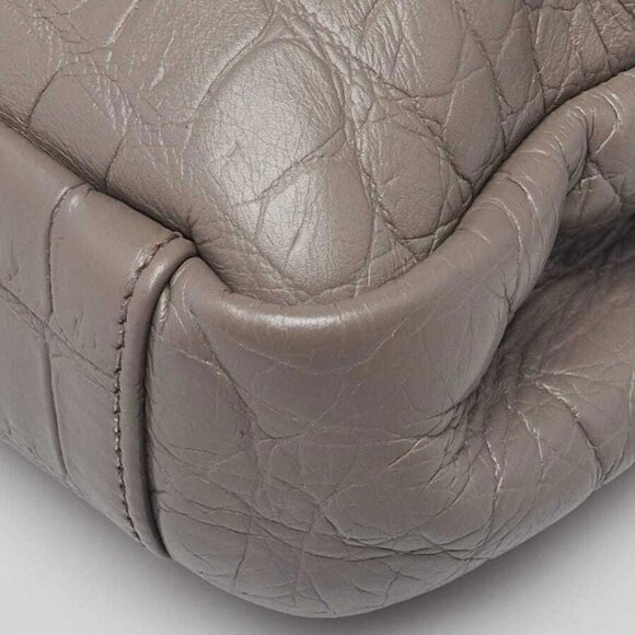 Yves Saint Laurent Grey Croc Embossed Leather Monogram Medium College Bag - Picture 4 of 12